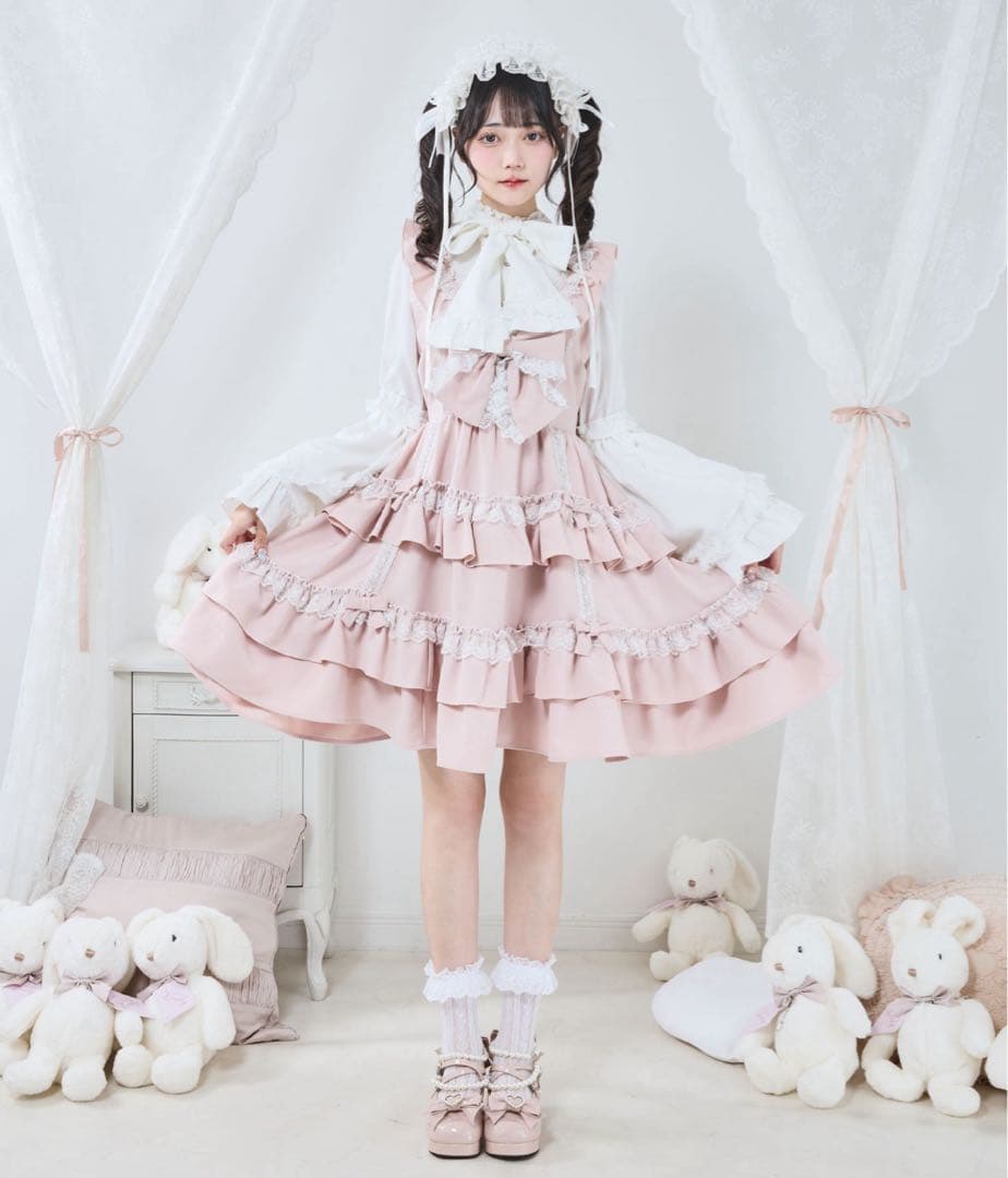 最終値下げ☆フリルたっぷりはしごレースリボンジャンスカ